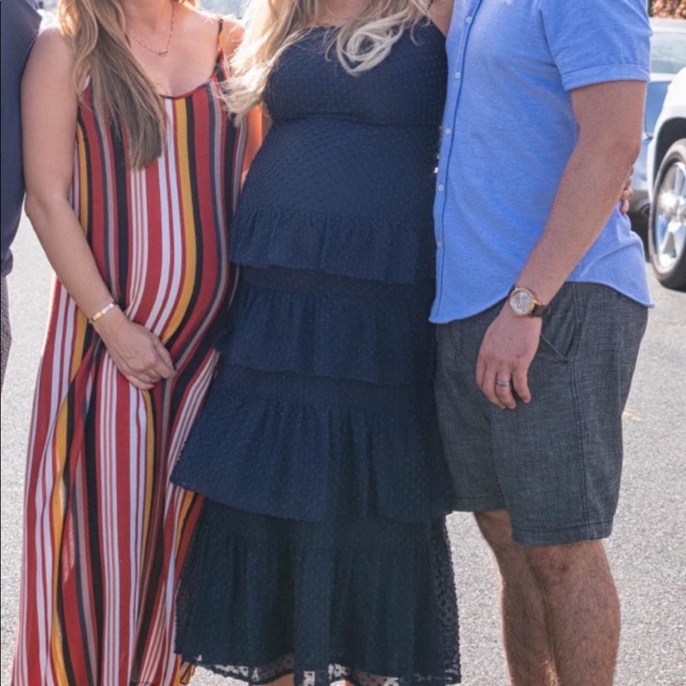 Spring navy blue maxi dress.